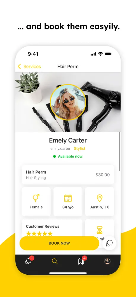 Go Belle app appointment booking screen