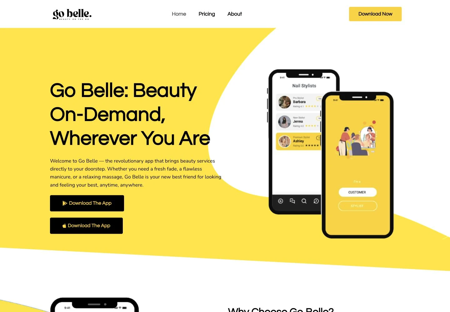 Go Belle — desktop website