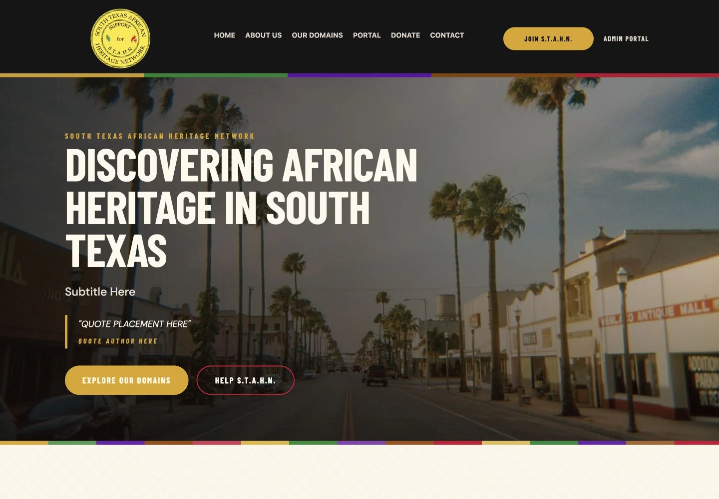 South Texas African Heritage Network — desktop website