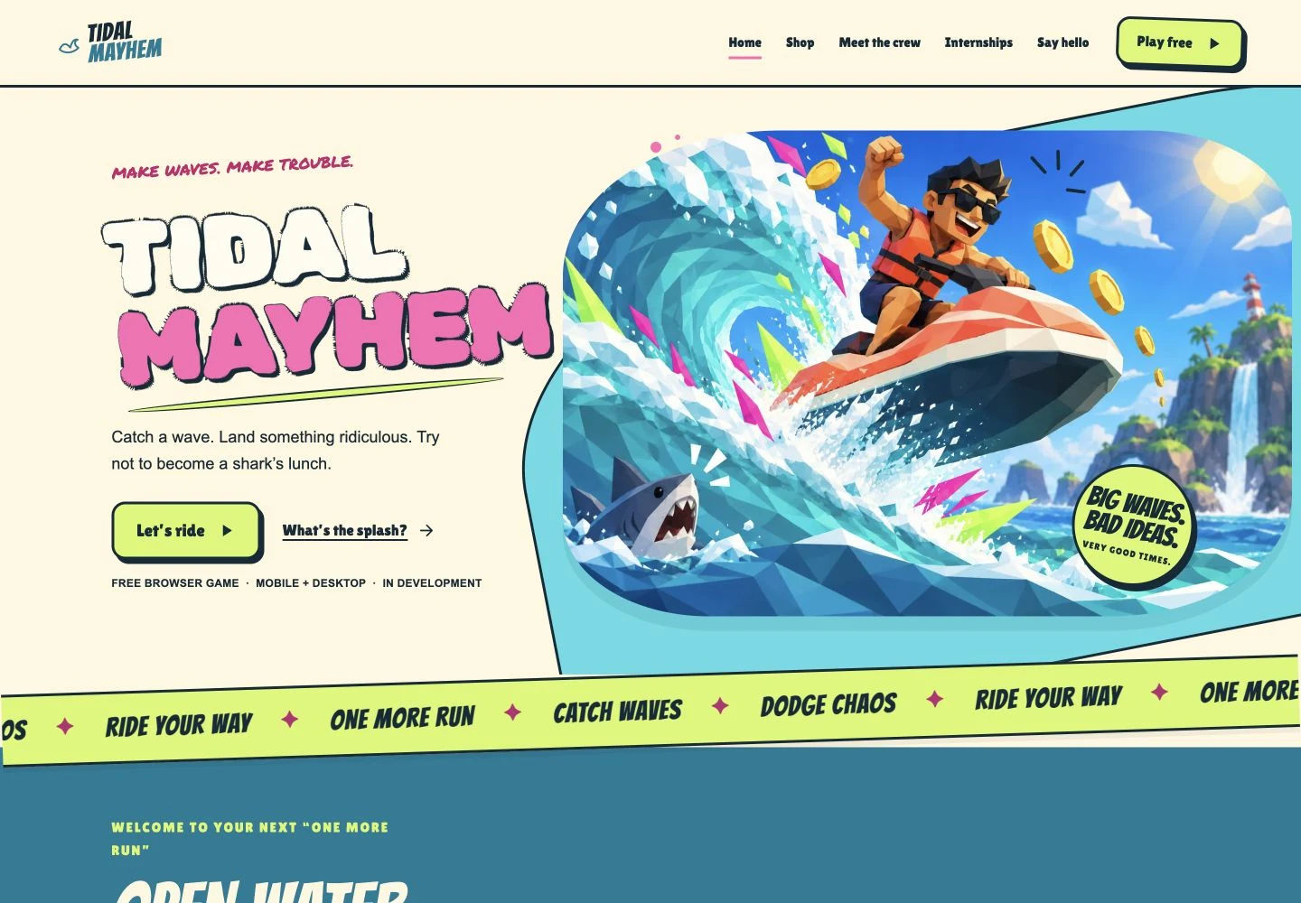 Tidal Mayhem — desktop website