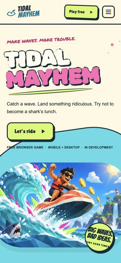 Tidal Mayhem — mobile website
